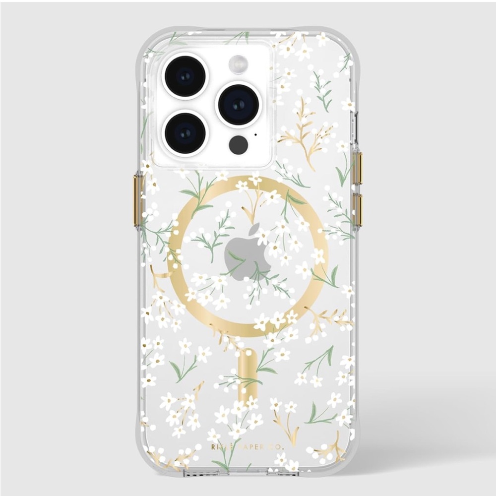 Rifle Paper Co. iPhone 15 Pro Case MagSafe Petite Fleurs White Floral Shockproof